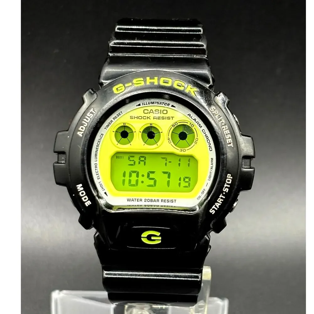 Casio G-Shock DW6900CS-1 Lime Green Glossy Black Digital Men's Watch